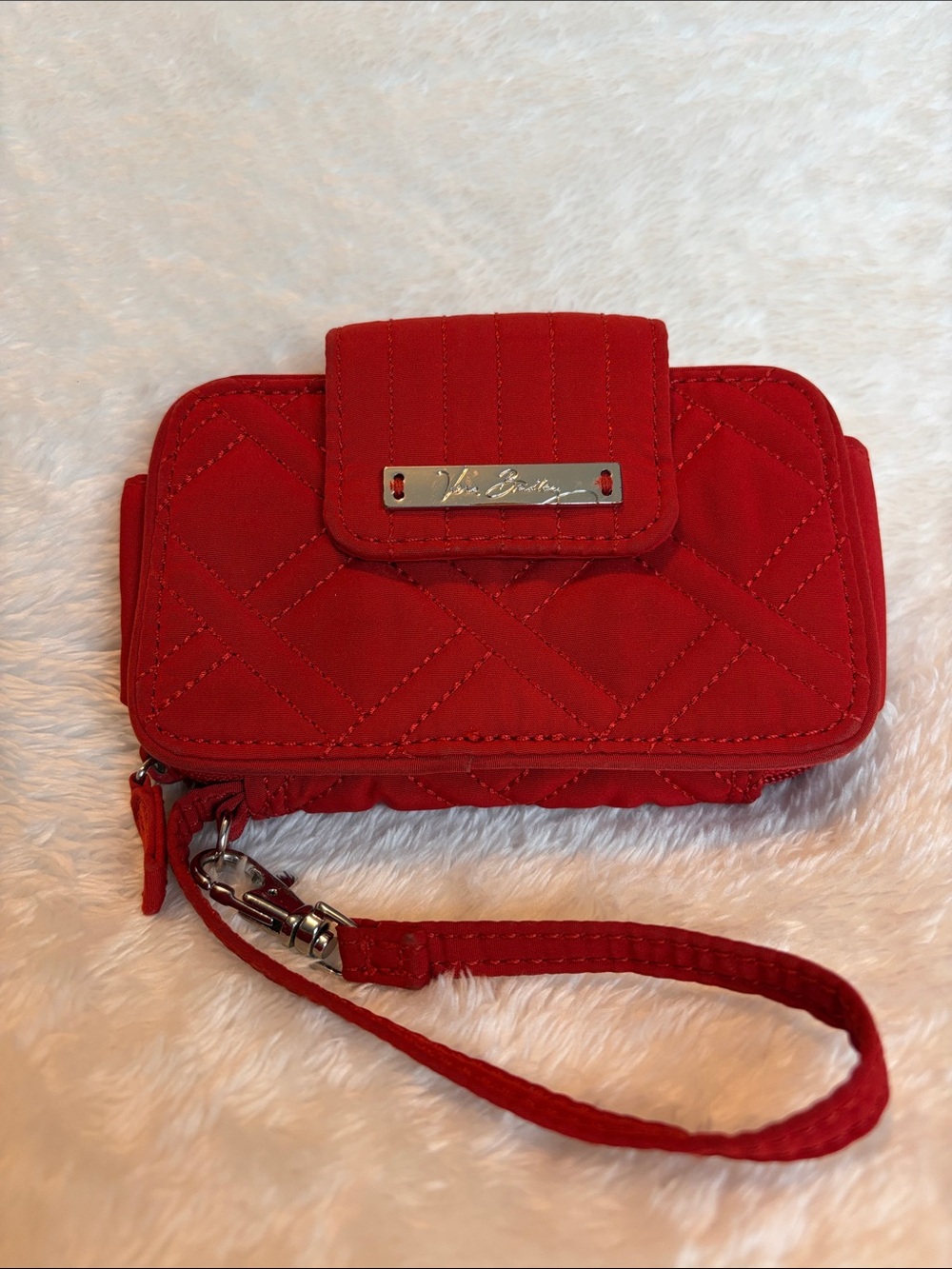 Vera Bradley Red Quilted Zip Around Wallet Wristlet